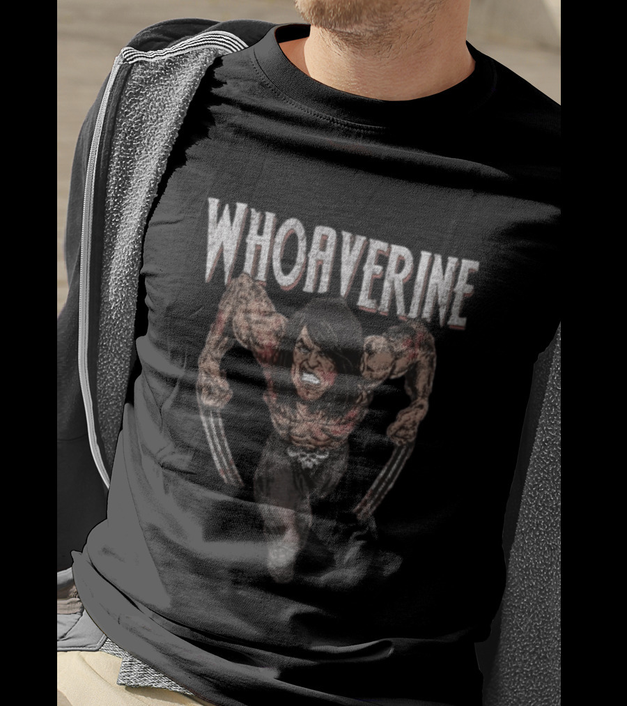 Whoaverine Claws Bare Chest Gritting Teeth T-Shirt