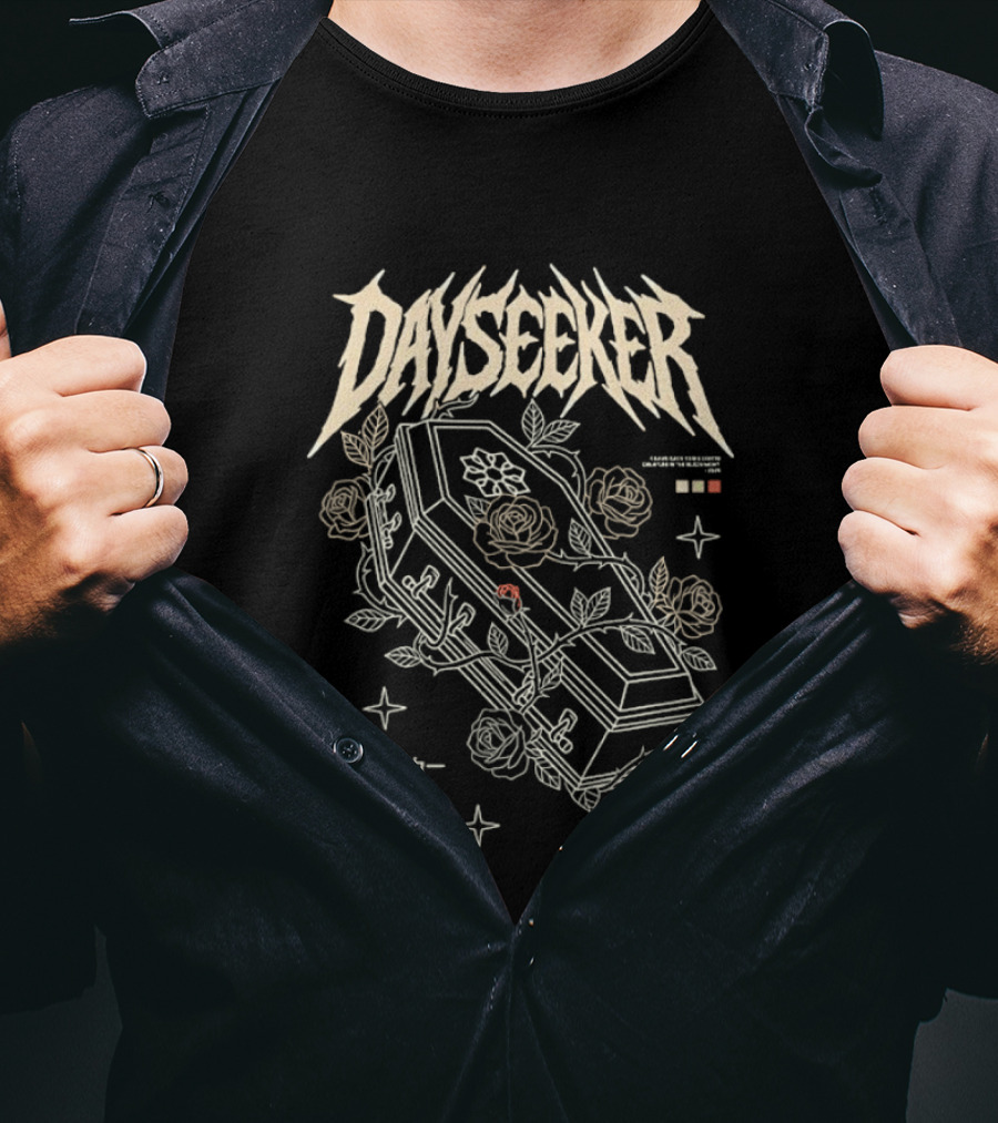 Dayseeker Coffin And Roses Metalcore Japanese Text Moon Star T-Shirt