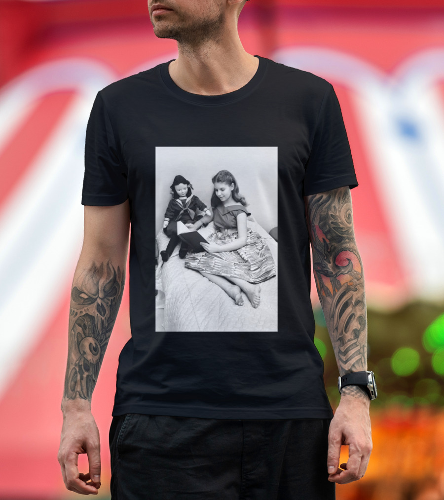 Robin Morgan Young Girl Reading With Doll Vintage Photograph T-Shirt