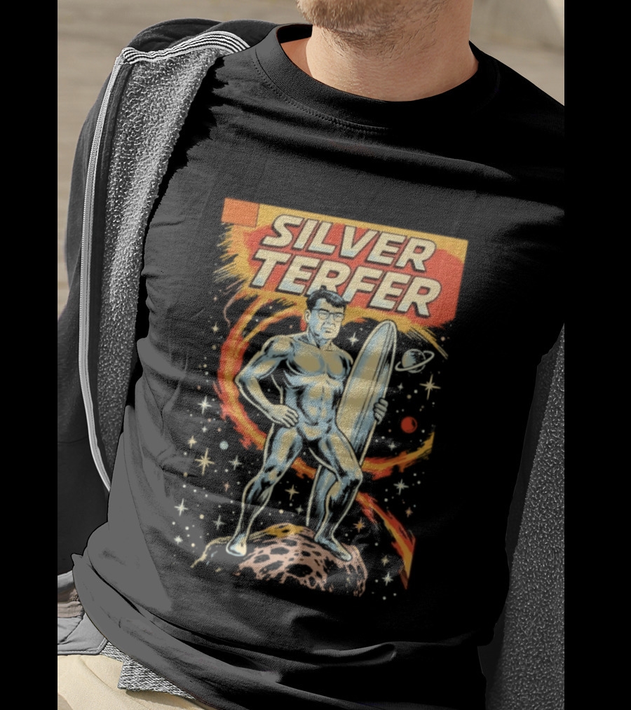 Silver Terfer Cosmic Voyager Retro Comic T-Shirt