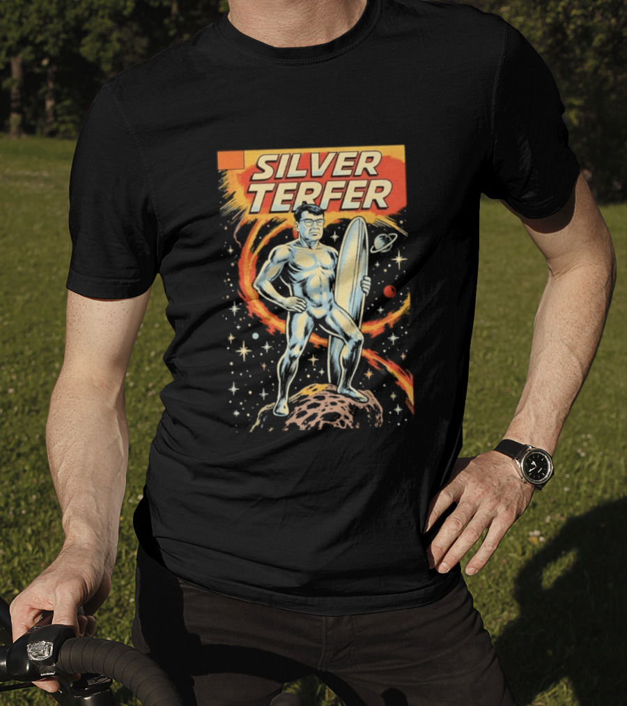 Silver Terfer Cosmic Voyager Retro Comic T-Shirt
