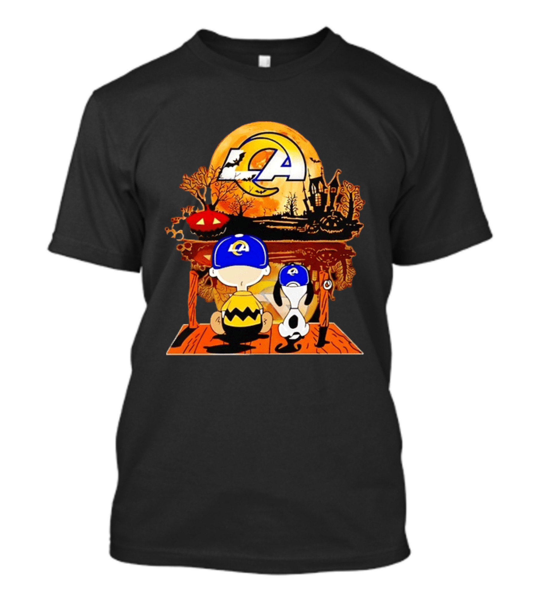 Los Angeles Rams Halloween With Charlie Brown And Snoopy T-Shirt