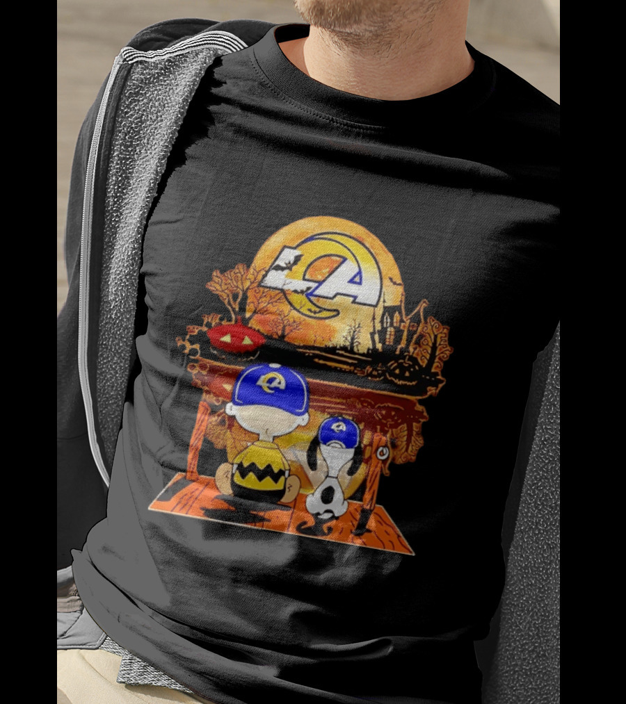 Los Angeles Rams Halloween With Charlie Brown And Snoopy T-Shirt