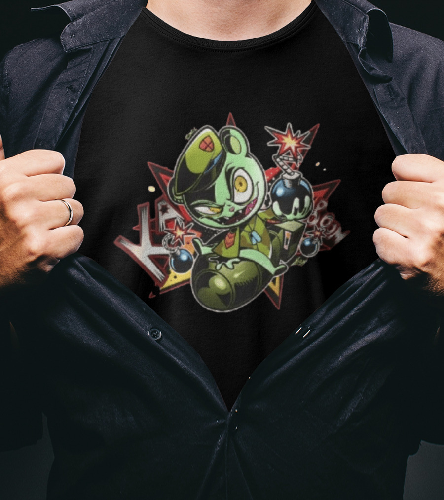 Flippy Happy Tree Friends 2026 Cartoon Character Holding Explosive Bombs T-Shirt