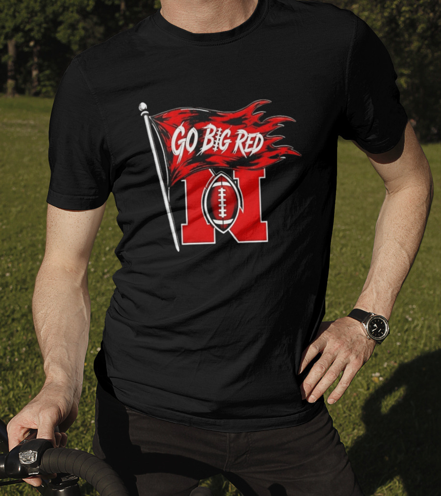 Nebraska Cornhuskers Go Big Red Football Flag T-Shirt