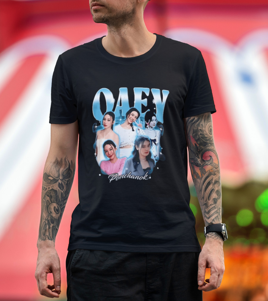Oaey Ponchanok Woman Collage Blue Aura Sparkles Bootleg T-Shirt