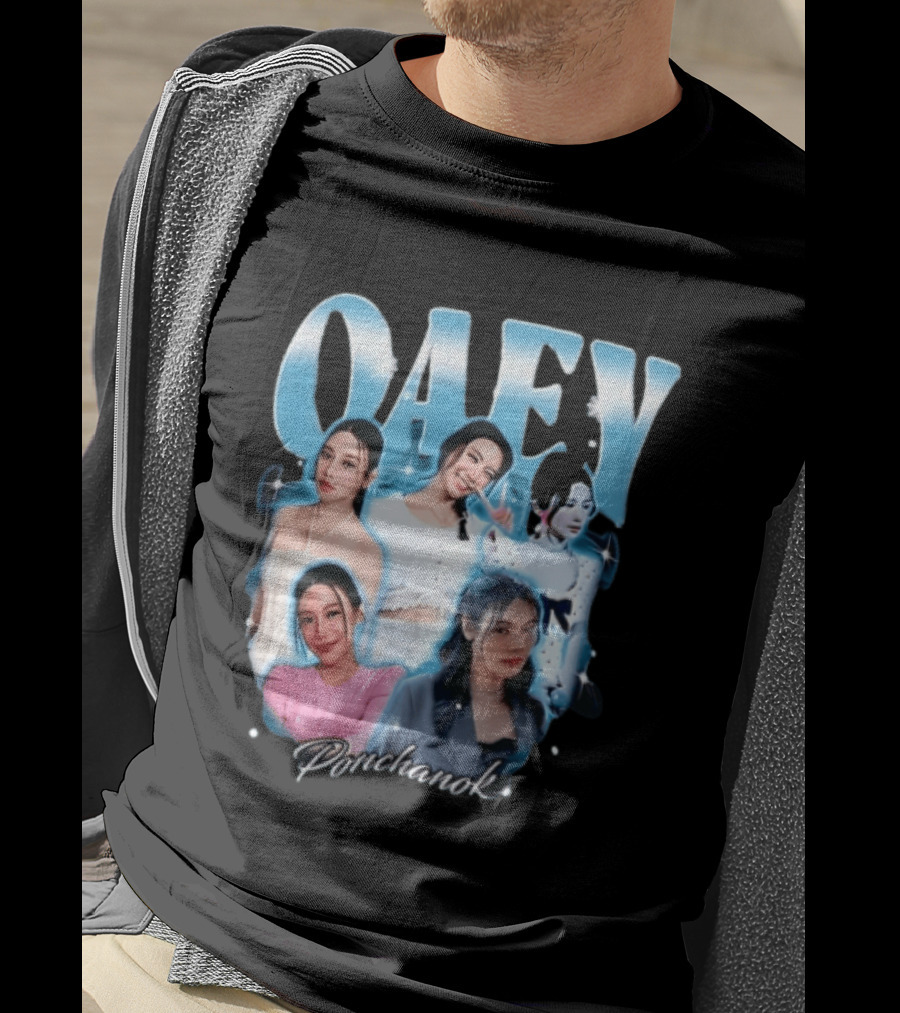 Oaey Ponchanok Woman Collage Blue Aura Sparkles Bootleg T-Shirt