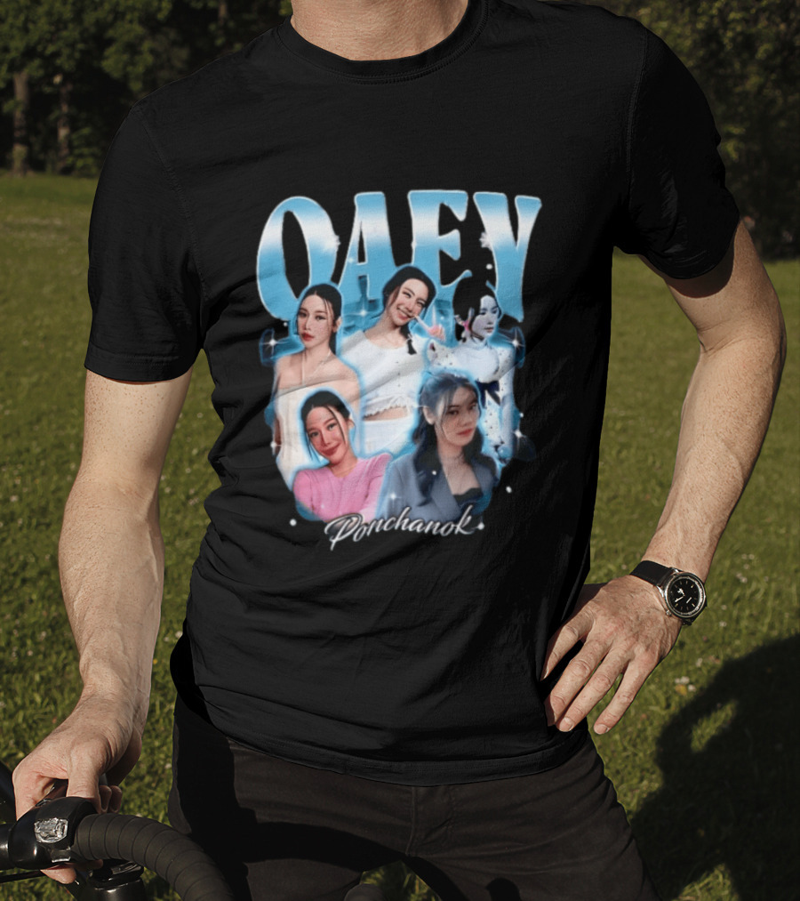Oaey Ponchanok Woman Collage Blue Aura Sparkles Bootleg T-Shirt