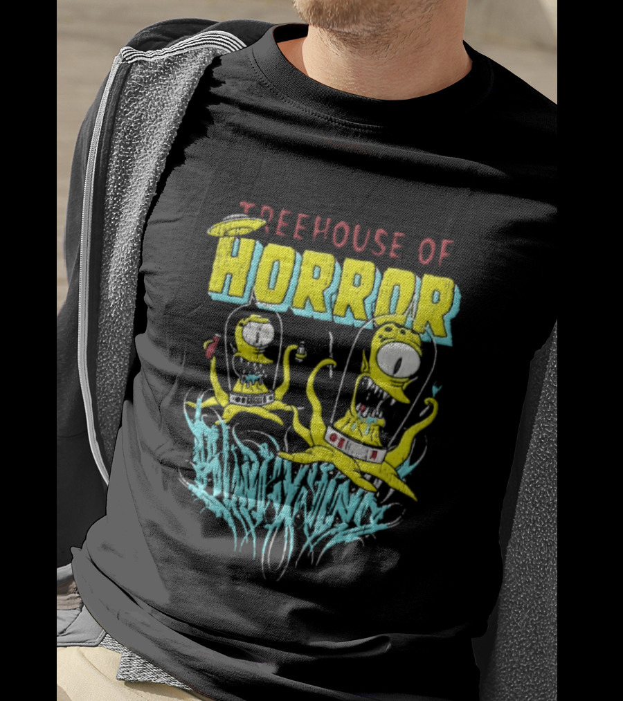 Treehouse Of Horror Kang Kodos Aliens Tentacles Distressed Cartoon T-Shirt
