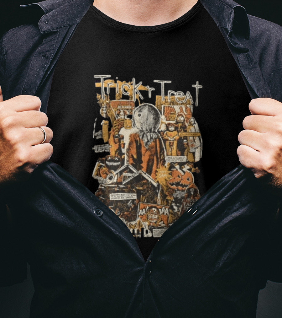 Trick R Treat Sam Halloween Four Tales Of Terror Horror Comic Collage T-Shirt