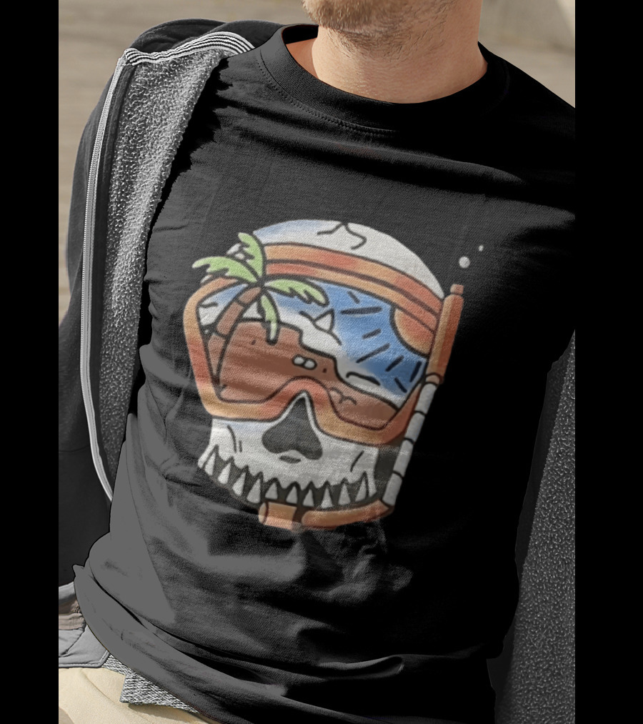 Tropical Island Snorkel Skull Beach Ocean Vacation Summer Fun T-Shirt