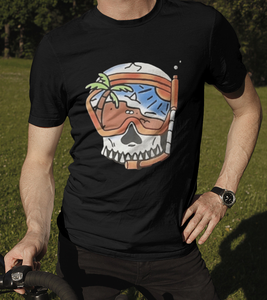 Tropical Island Snorkel Skull Beach Ocean Vacation Summer Fun T-Shirt