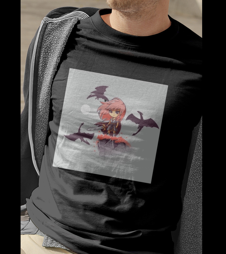 Princesse Guerrière Nerdy Anime Warrior With Sword And Dragons T-Shirt
