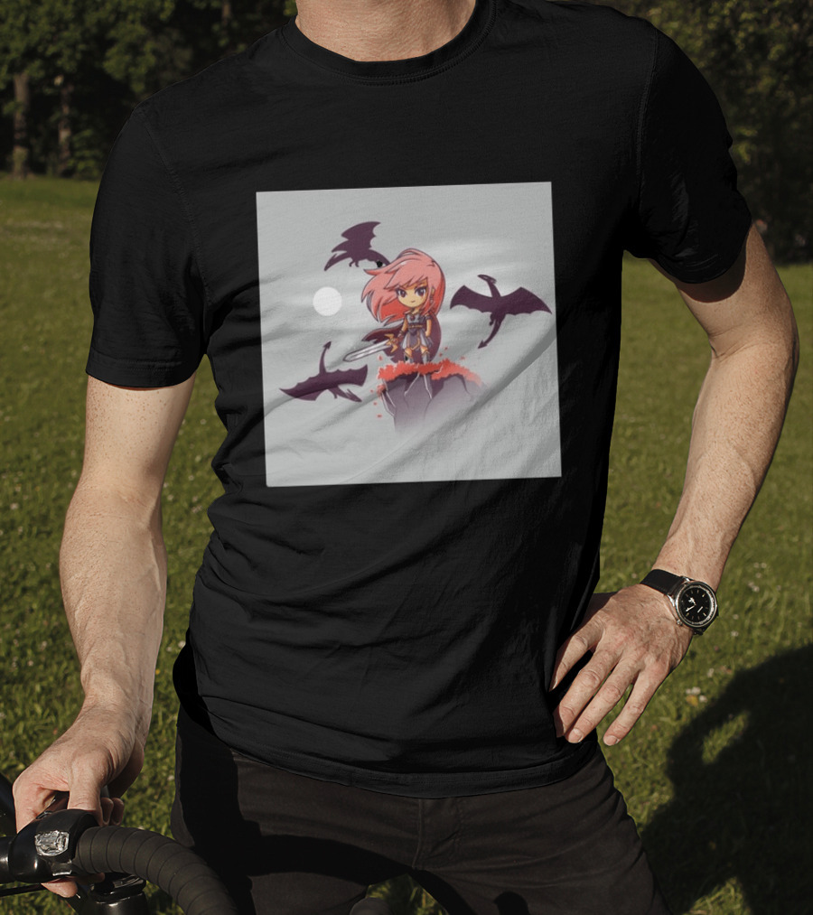 Princesse Guerrière Nerdy Anime Warrior With Sword And Dragons T-Shirt