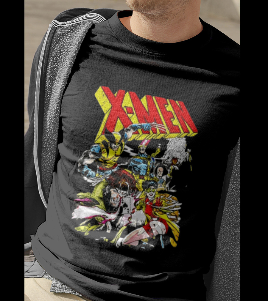 X Men Wolverine Gambit Jubilee Cyclops Storm Classic Comic Characters Distressed T-Shirt
