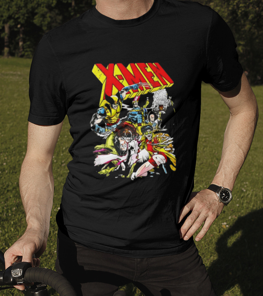 X Men Wolverine Gambit Jubilee Cyclops Storm Classic Comic Characters Distressed T-Shirt