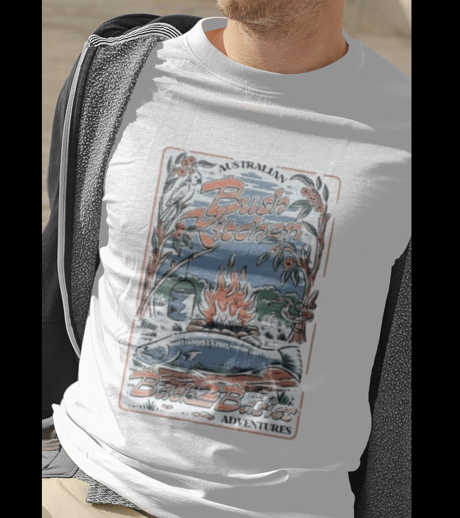 Australian Bush Kitchen Back 2 Basics Campfire Cooking Adventure T-Shirt