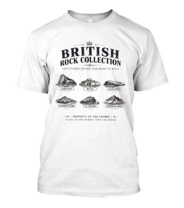 British Rock Collection Rare Specimens Gathered Exhibit Stonehenge, The Beatles, Led Zeppelin, Pink Floyd, Queen, The Rolling Stones T-Shirt