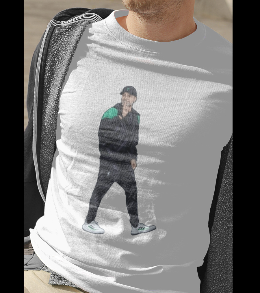 Liverpool Manager Jurgen Klopp Shush Gesture In Black Tracksuit And Cap T-Shirt