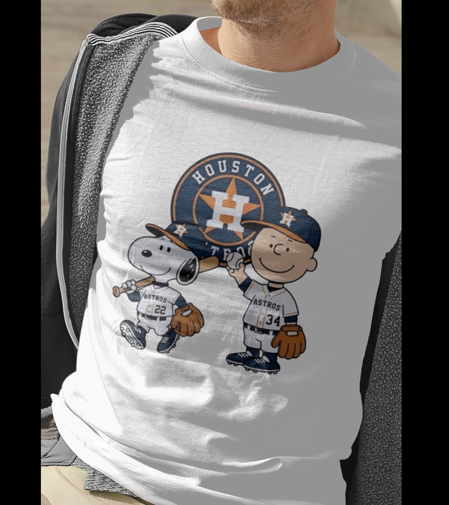 Houston Astros Snoopy Charlie Brown Baseball Player Characters T-Shirt