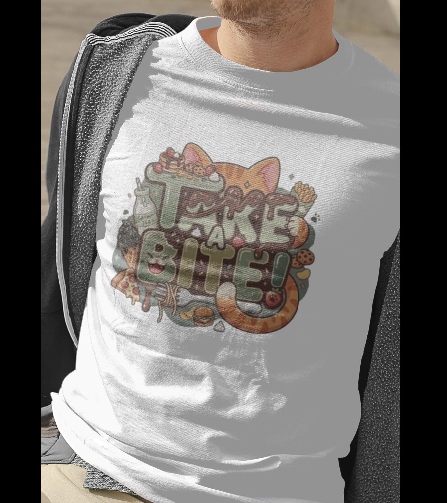 Take A Bite Tabitha's Choice Catnip Tea Pizza Cookies Fries Cat Burger T-Shirt