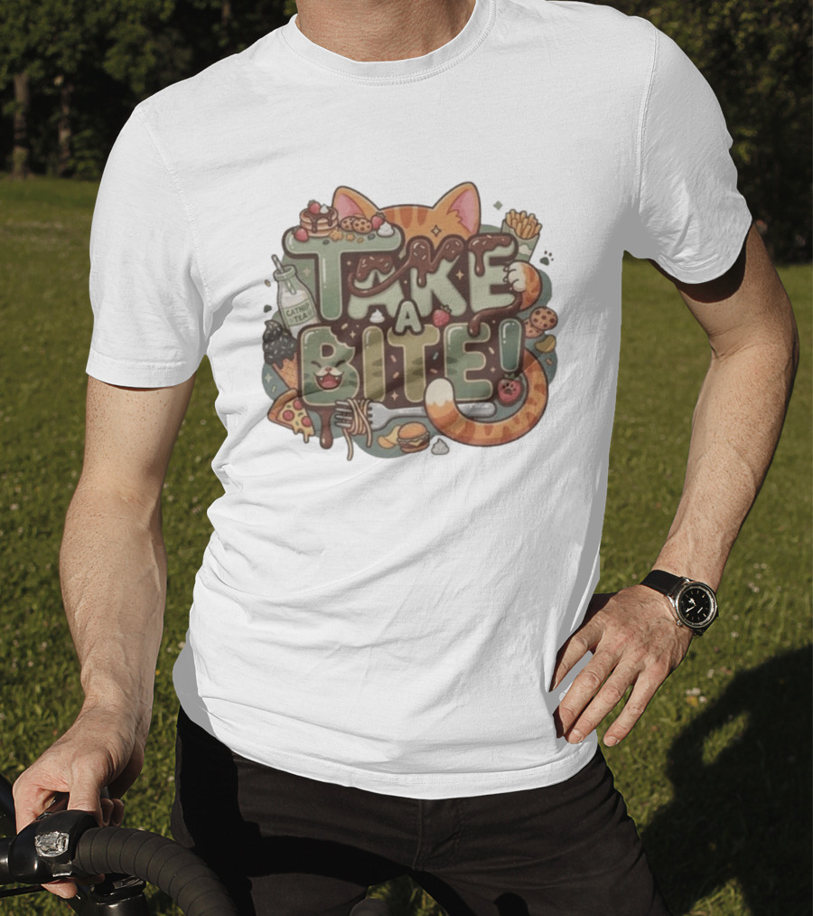 Take A Bite Tabitha's Choice Catnip Tea Pizza Cookies Fries Cat Burger T-Shirt