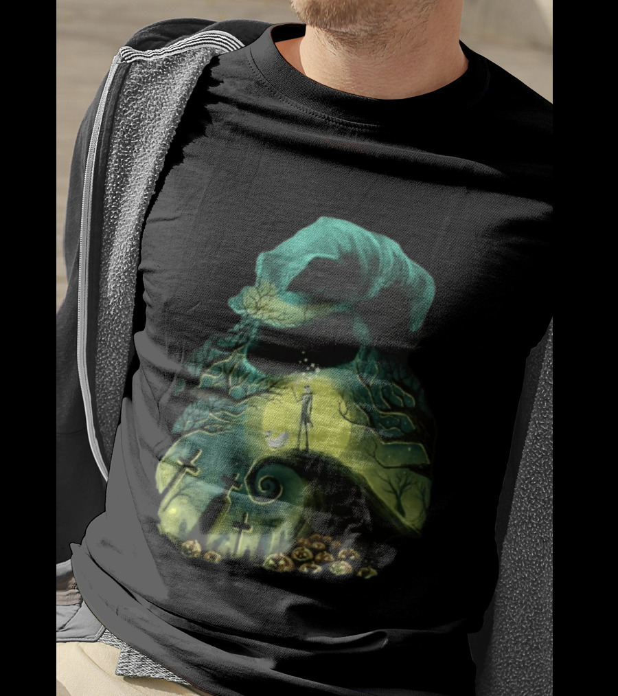The Nightmare Before Christmas Jack Skellington Zero Oogie Boogie Moonlit Scene T-Shirt