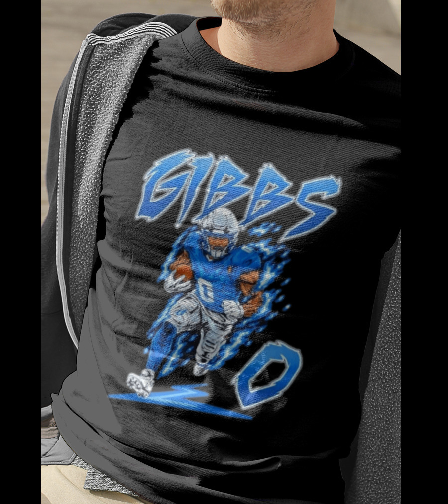 Gibbs No 0 Detroit Lions Football Player Action T-Shirt