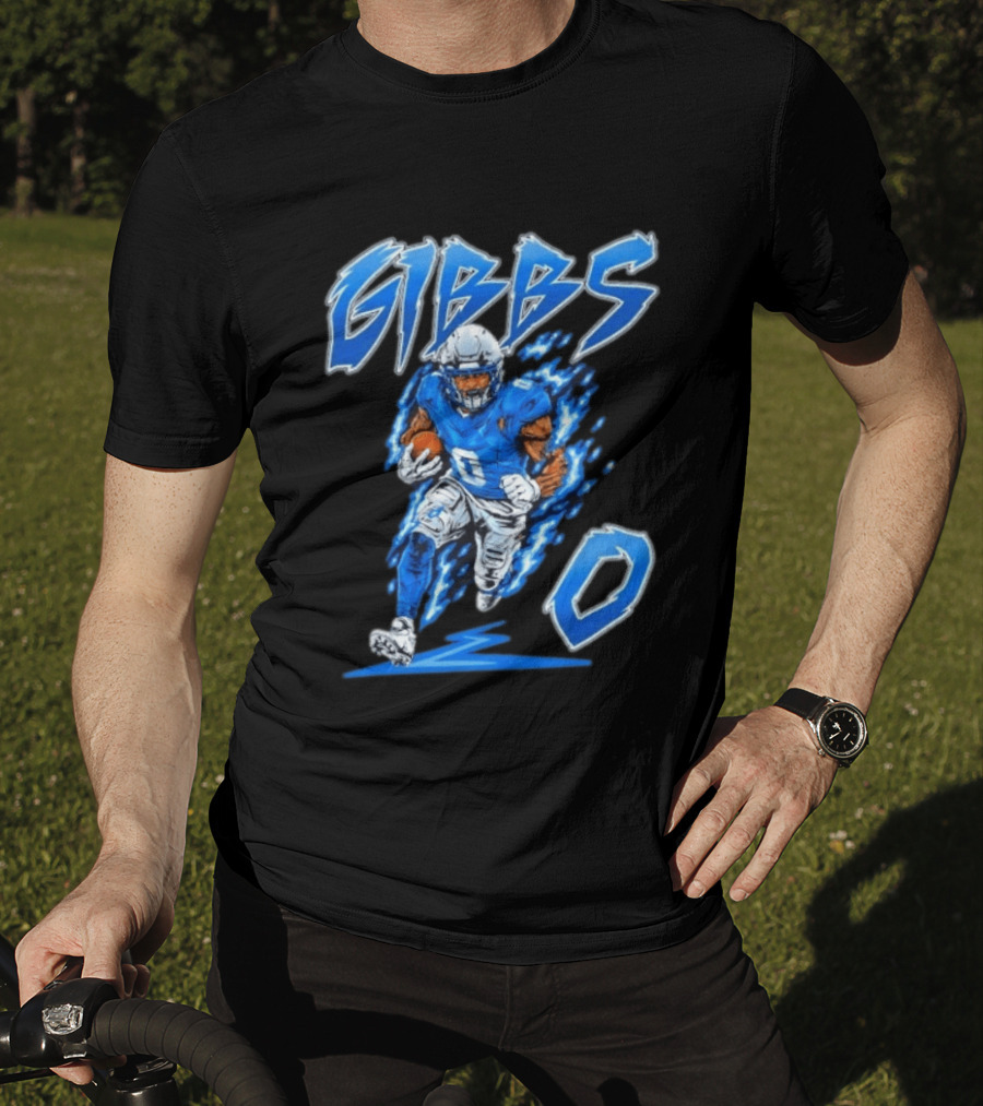 Gibbs No 0 Detroit Lions Football Player Action T-Shirt