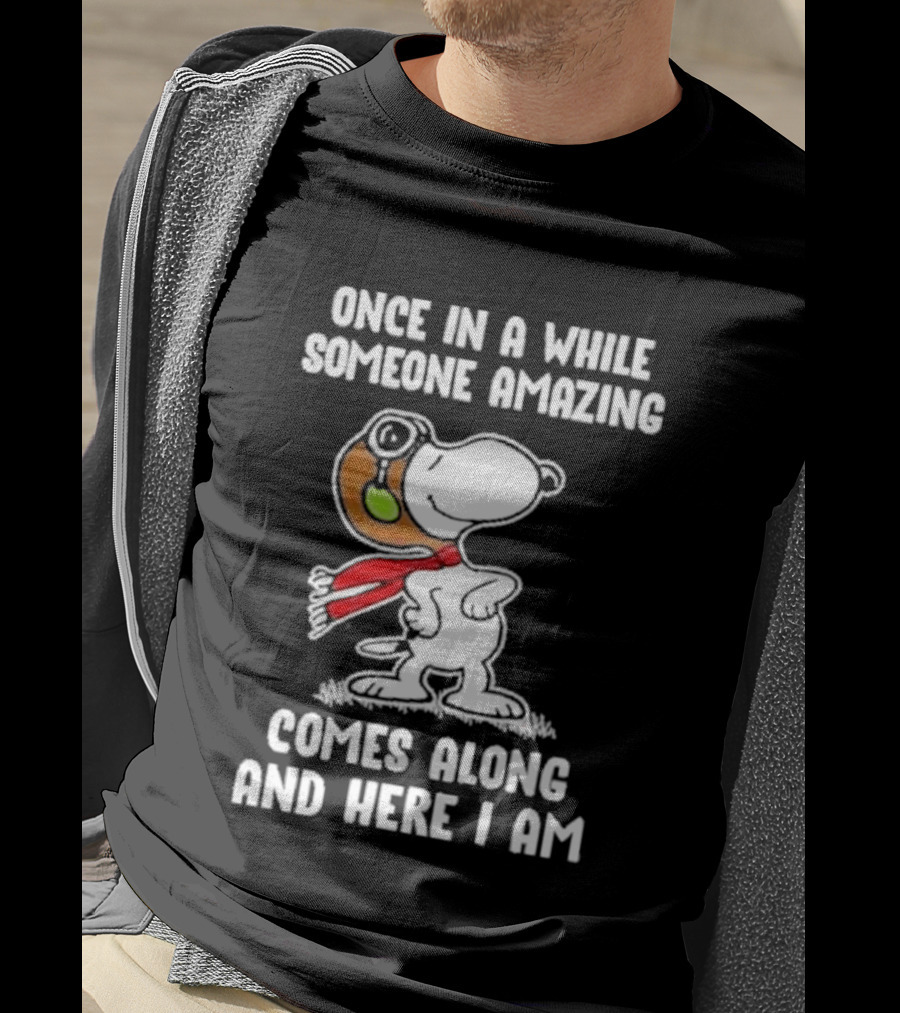 Snoopy Once In A While Someone Amazing Comes Along And Here I Am Peanuts Comic T-Shirt
