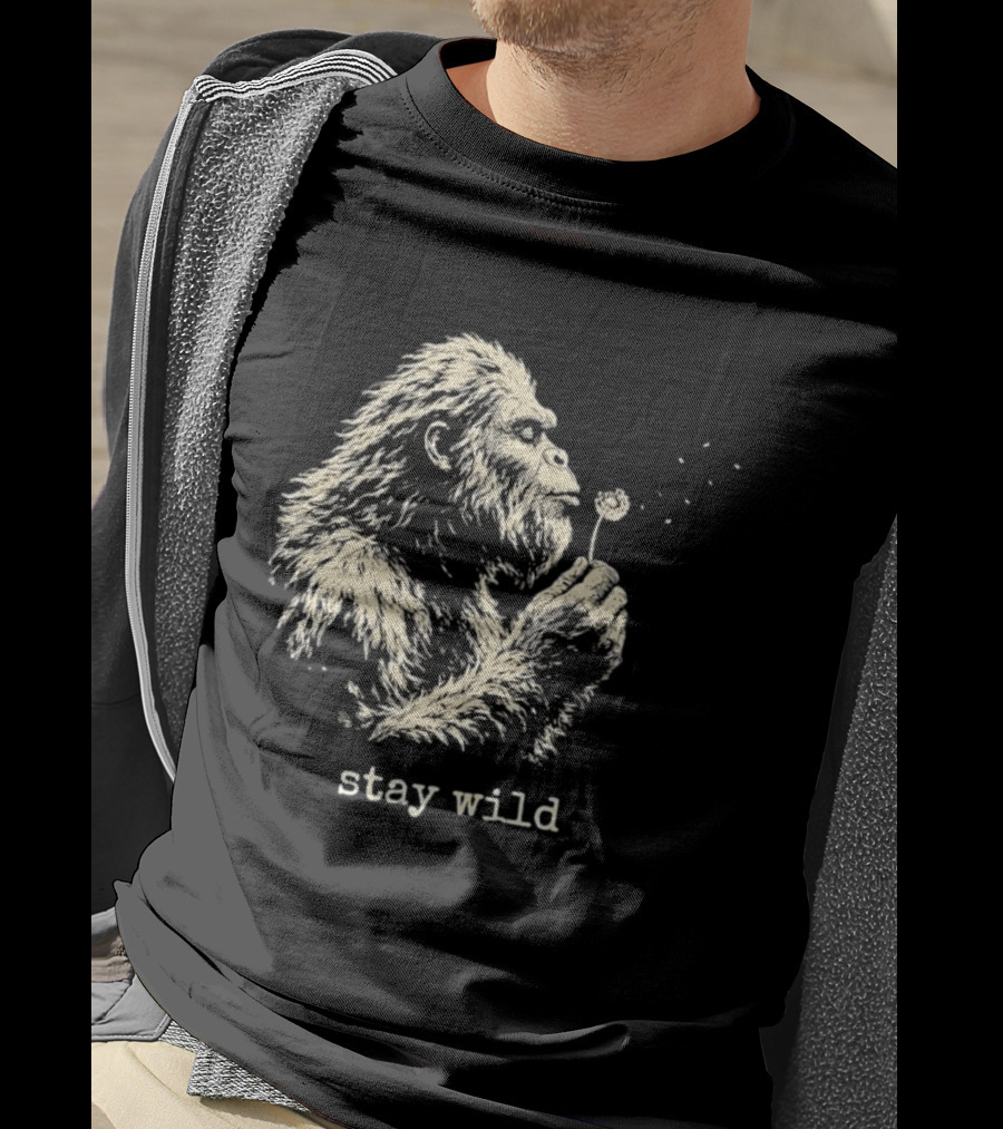 Stay Wild Bigfoot Blowing Dandelion Seeds T-Shirt