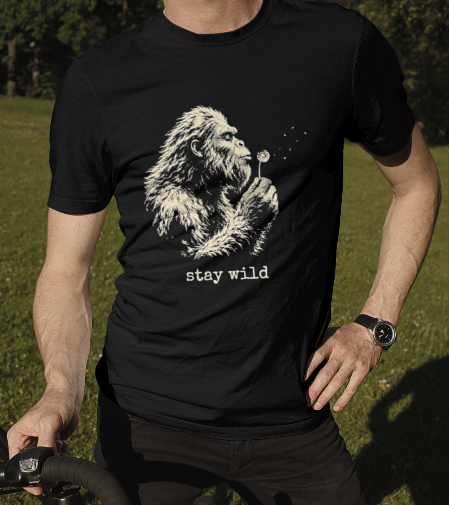Stay Wild Bigfoot Blowing Dandelion Seeds T-Shirt