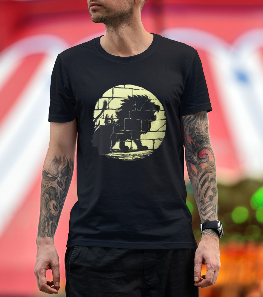Lion Shadow Black Cat Courageous Kitten Moon T-Shirt