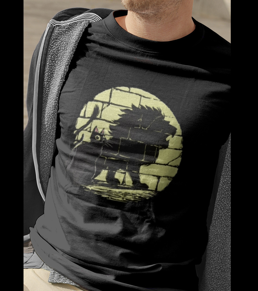 Lion Shadow Black Cat Courageous Kitten Moon T-Shirt