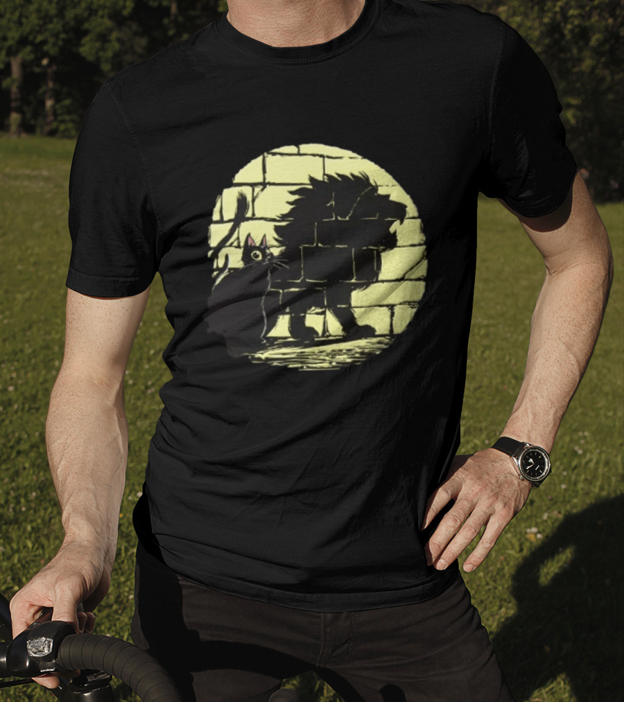 Lion Shadow Black Cat Courageous Kitten Moon T-Shirt