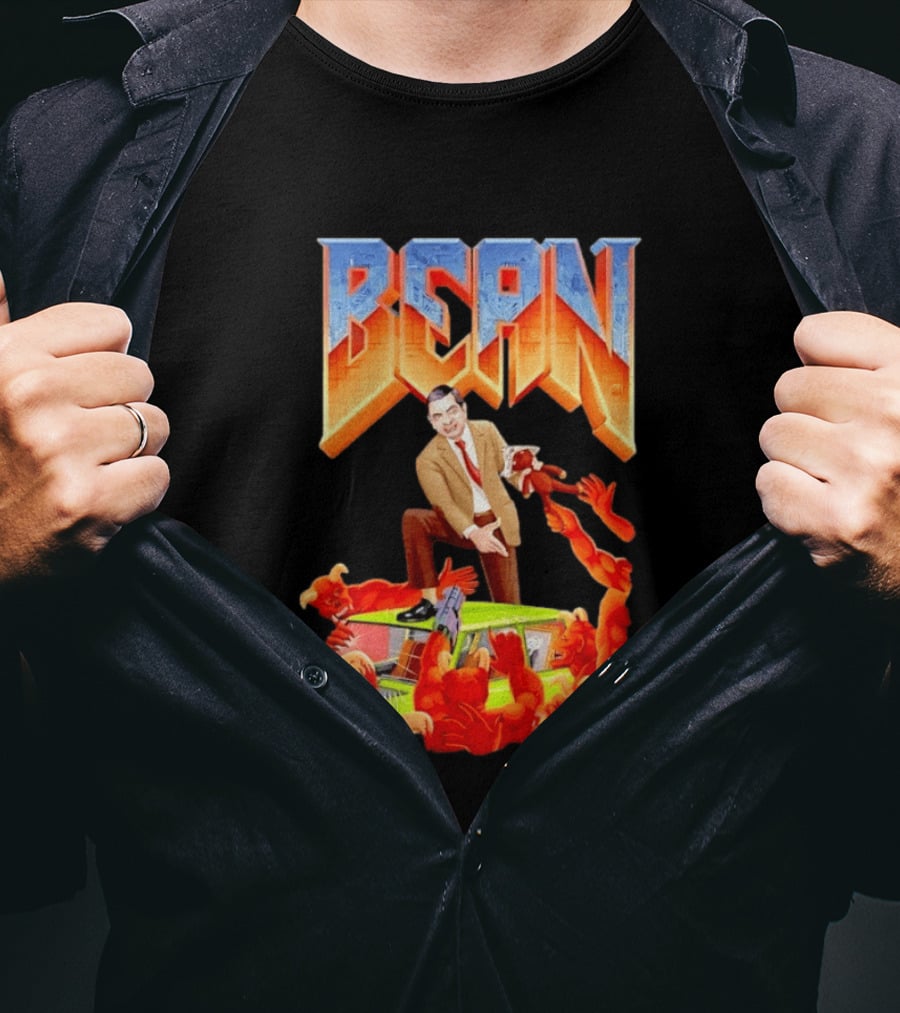 Mr Bean Doom Crossover With Rowan Atkinson Video Game T-Shirt