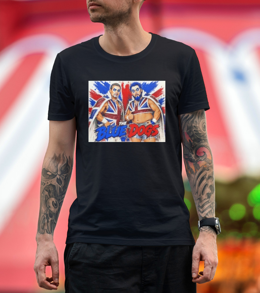 Dynamite Kid The Blue Dogs British Wrestling Union Jack Explosion T-Shirt