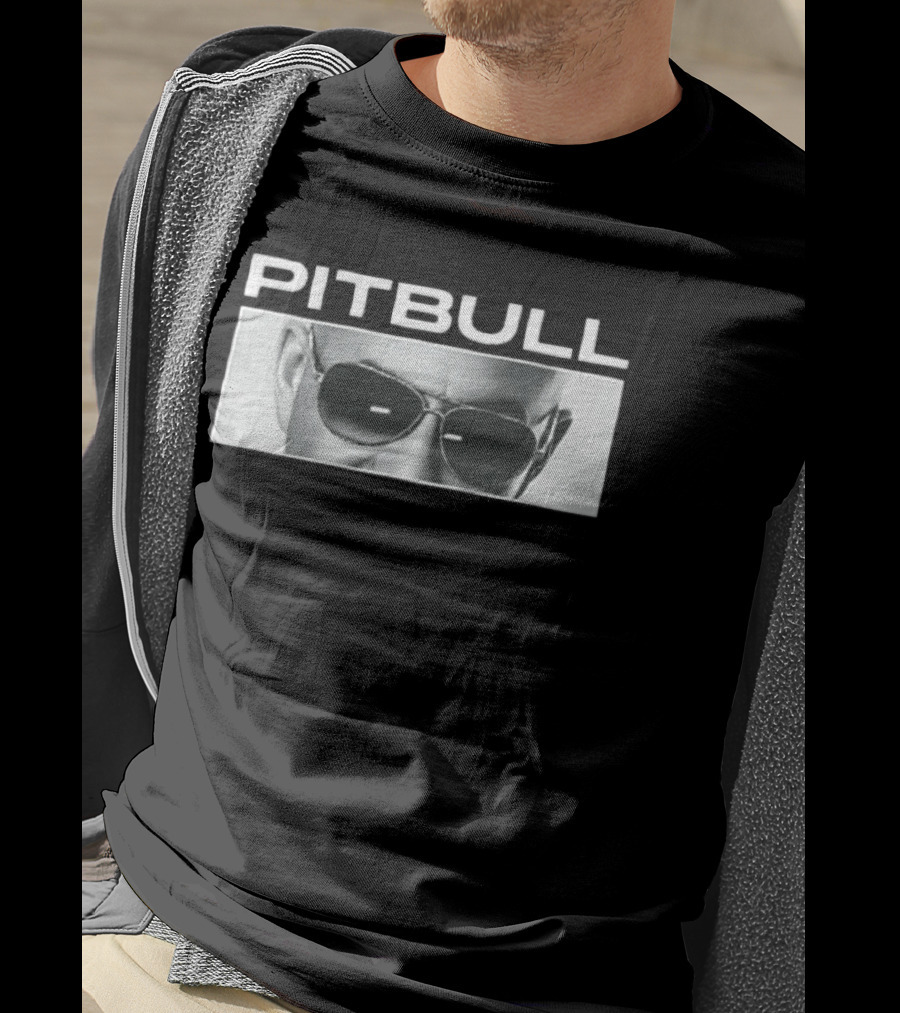 Pitbull Monochrome Aviator Sunglasses Close Up T-Shirt