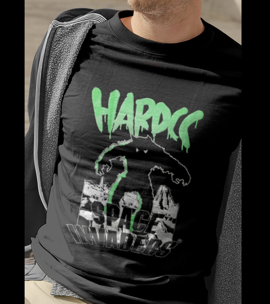 Hardcore Bigfoot Space Invaders Monster Desert Scene T-Shirt
