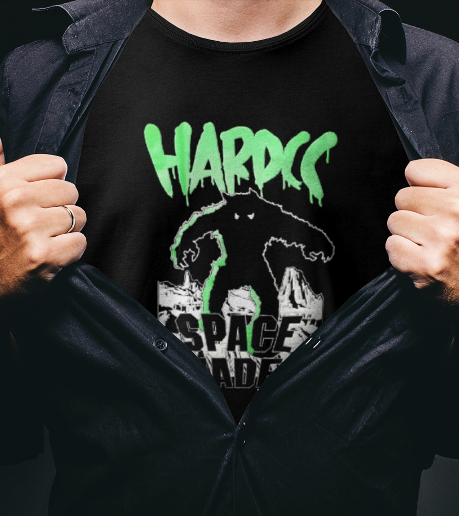 Hardcore Bigfoot Space Invaders Monster Desert Scene T-Shirt