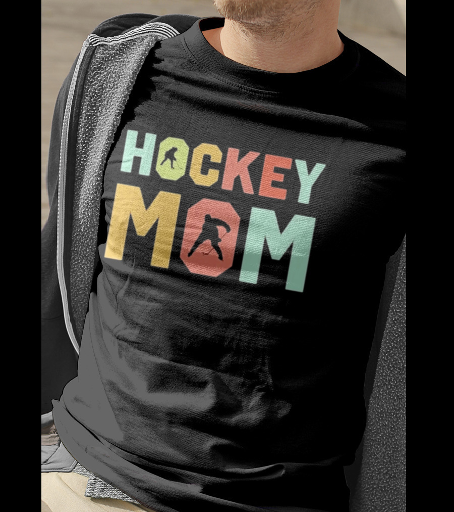 Hockey Mom Mother's Day Skating Silhouette Multicolor T-Shirt