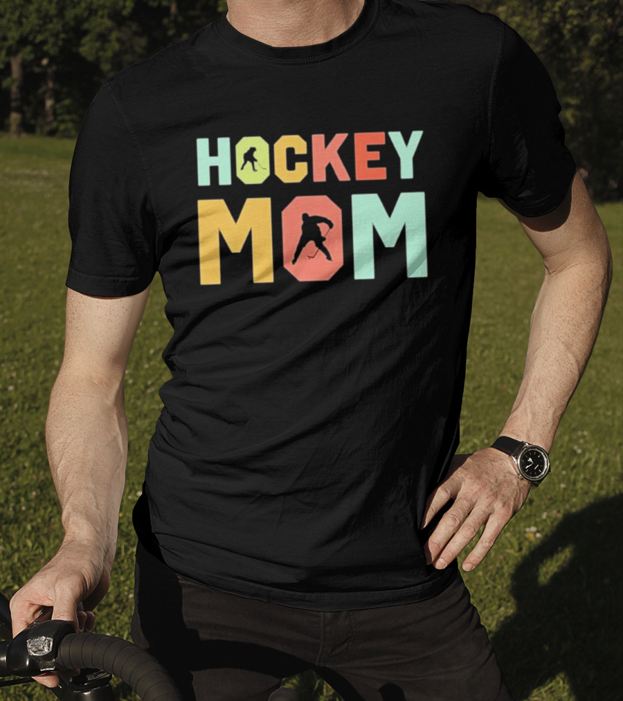 Hockey Mom Mother's Day Skating Silhouette Multicolor T-Shirt