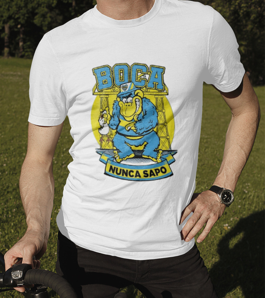 Boca Juniors Gorilla Wearing Cap Holding Chicken Boca Nunca Sapo T-Shirt