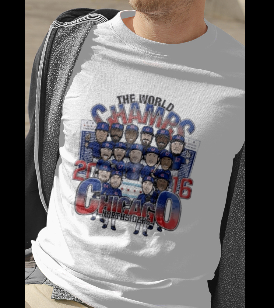 Chicago Cubs MLB The World Champs 2016 Northsiders Cartoon Caricature Roster T-Shirt