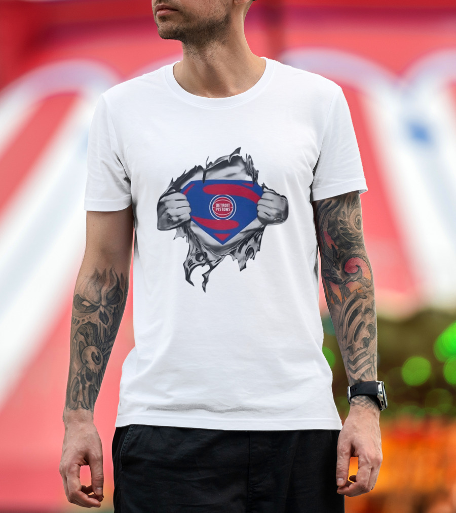 Detroit Pistons Superman Logo NBA Basketball Fan T-Shirt