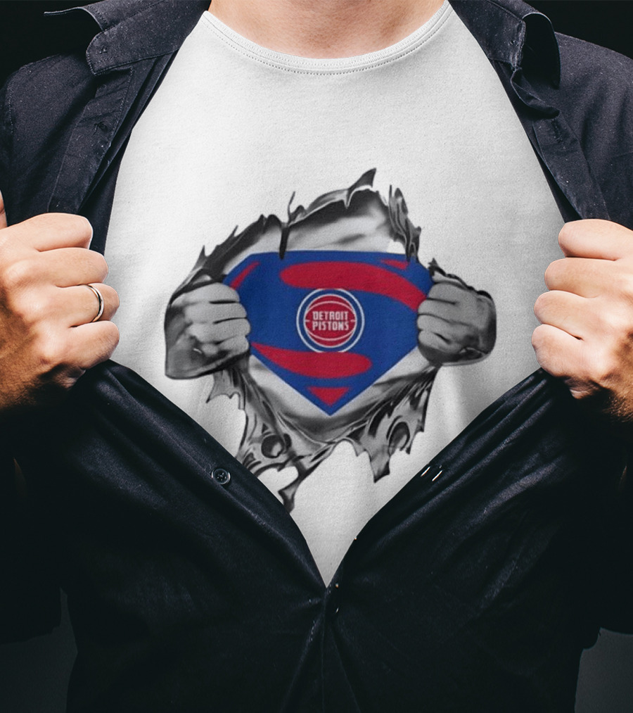 Detroit Pistons Superman Logo NBA Basketball Fan T-Shirt