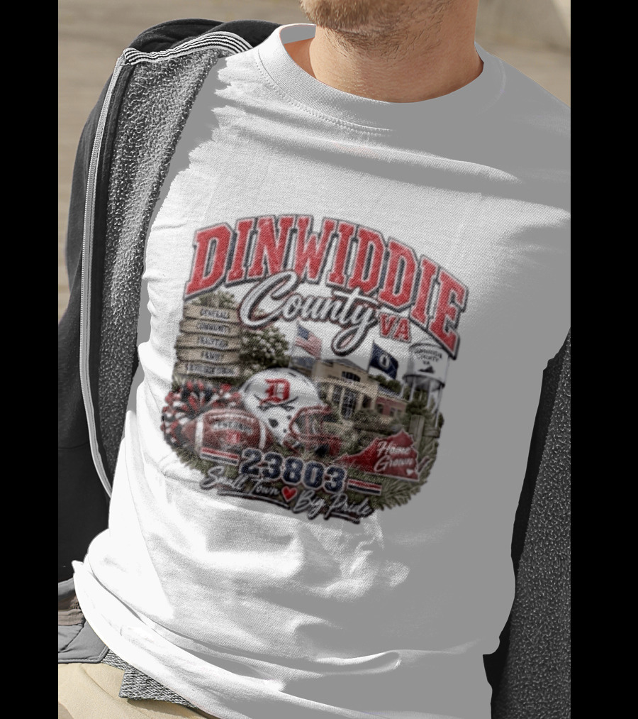 Dinwiddie County VA Generals South Side Strong 23803 Small Town Big Pride Home Grown Football Helmet Community Tradition Family T-Shirt