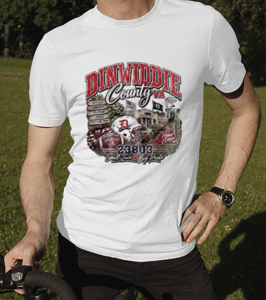 Dinwiddie County VA Generals South Side Strong 23803 Small Town Big Pride Home Grown Football Helmet Community Tradition Family T-Shirt