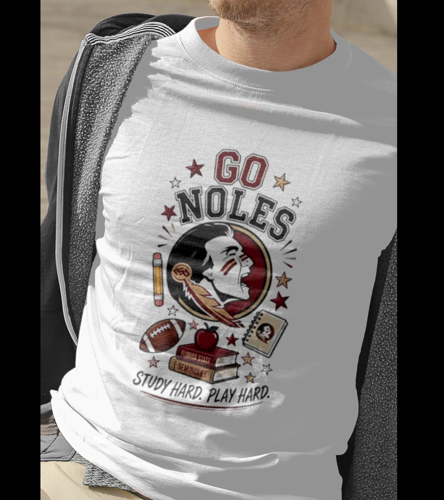 Go Noles Florida State Seminoles Study Hard Play Hard T-Shirt