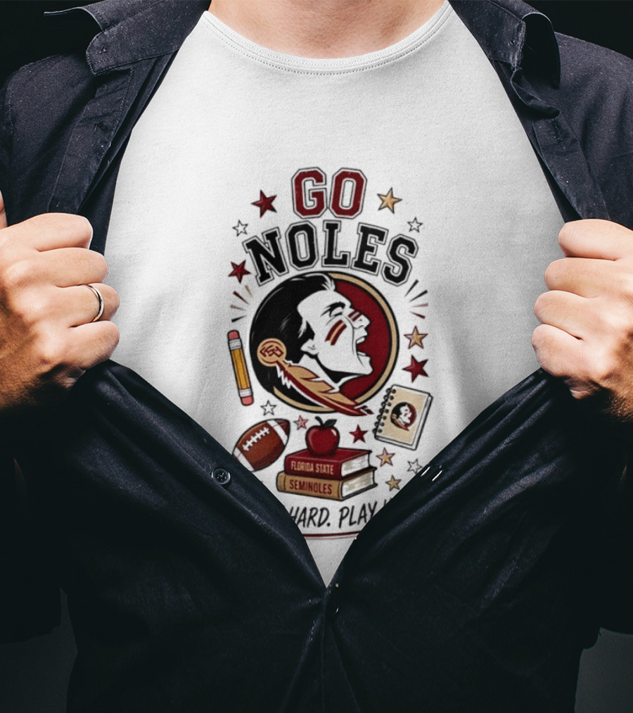 Go Noles Florida State Seminoles Study Hard Play Hard T-Shirt